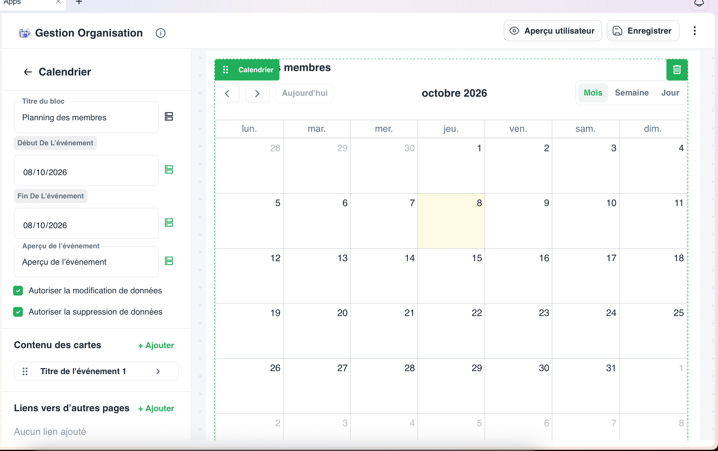 Miniature du tutoriel Afficher un calendrier d'événements sur une page