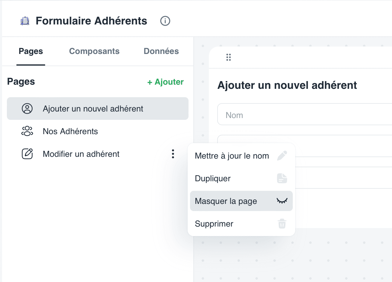 Miniature du tutoriel Masquer une page du menu de l'application
