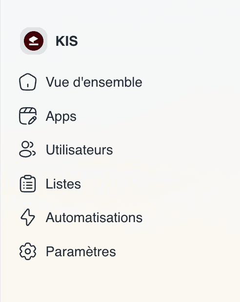 Espace admin Kis